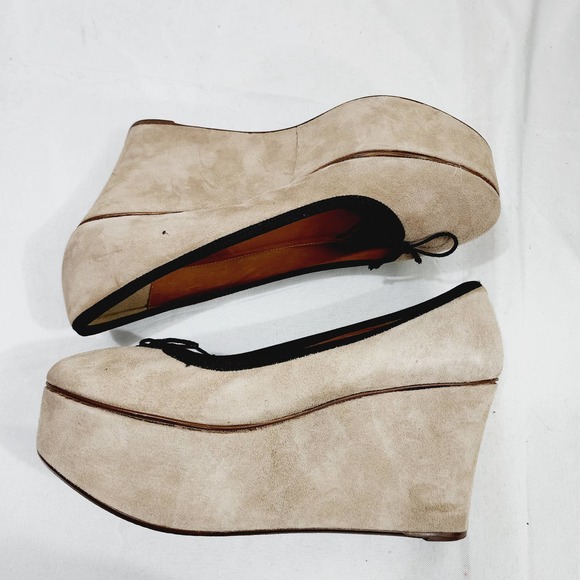 Anthropologie x Leifsdottir Jenni Platform Suede Ballet Flat Beige 3.75” Size 40 - Picture 5 of 16